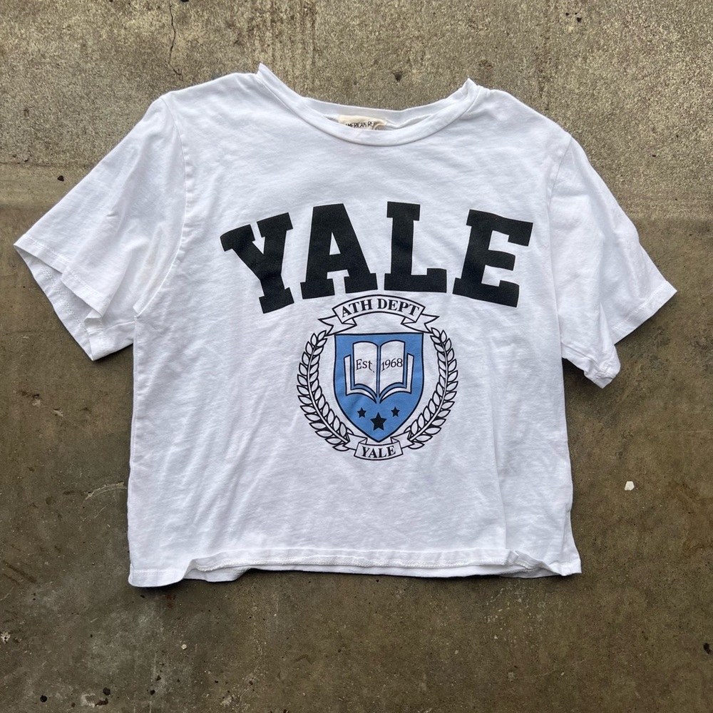 White and black Yale crop top size medium